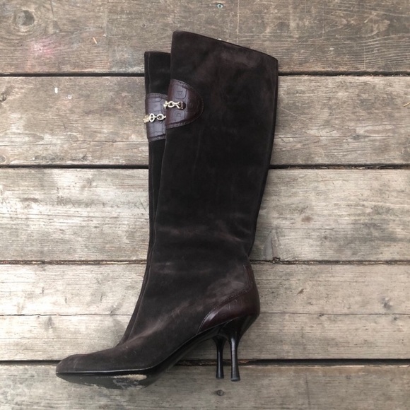 Gucci Authentic brown suede gold chain knee high - Picture 3 of 9